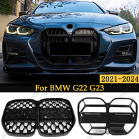 Front Bumper Grille Grill For BMW 4 Series G22 G23 430i M440i 2021-2024 CSL/Meteor Style With ACC Accessories ABS Front Grill