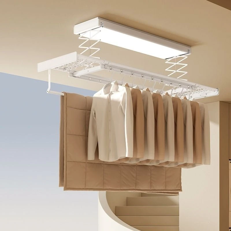 Electric lifting drying rack, balcony intelligent embedded full lighting invisible clothes drying machine