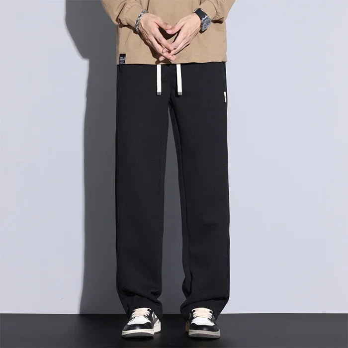 Men's Athletic Straight Tube Pants 2025 Sportwear Spring Loose Wide-Leg Sweatpants With Drooping Sense