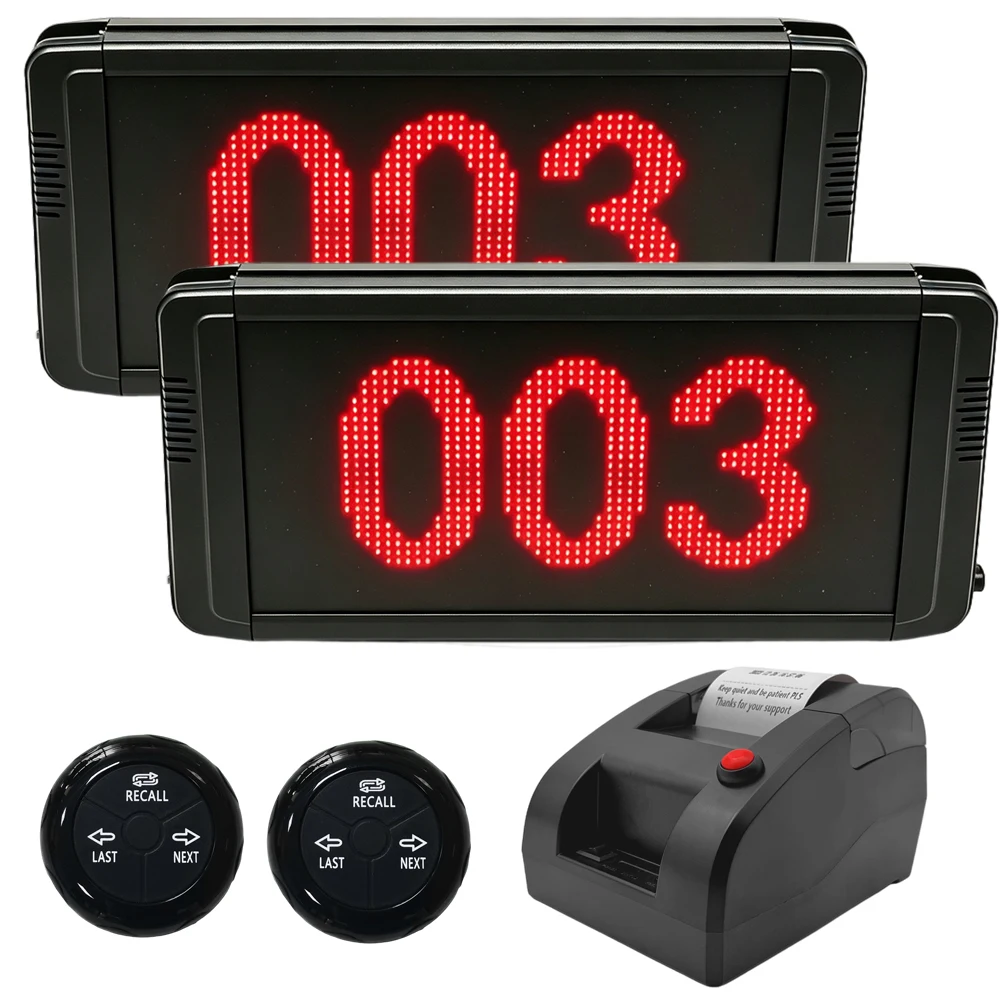 Take A Number Machine Wireless Queue Call System 2PCS Display With Button Ticket Dispenser Printer for Hospital Restaurant Hotel