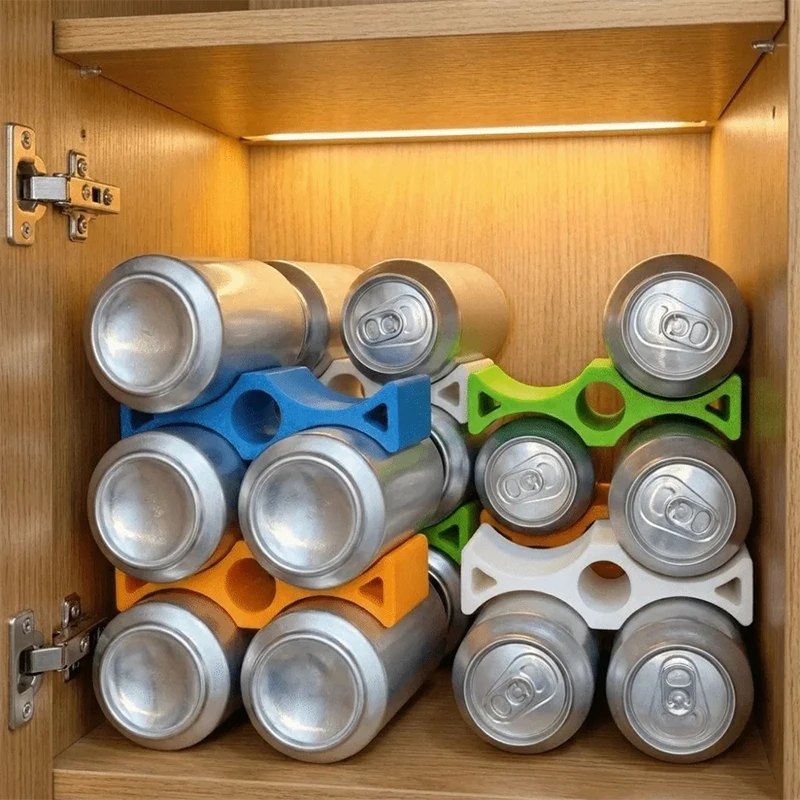 Can Stacker Organizer 3D Printed Beverage Can Holder Space Saving Stable Stack Storage Rack Fridge Pantry Drink Can Storage