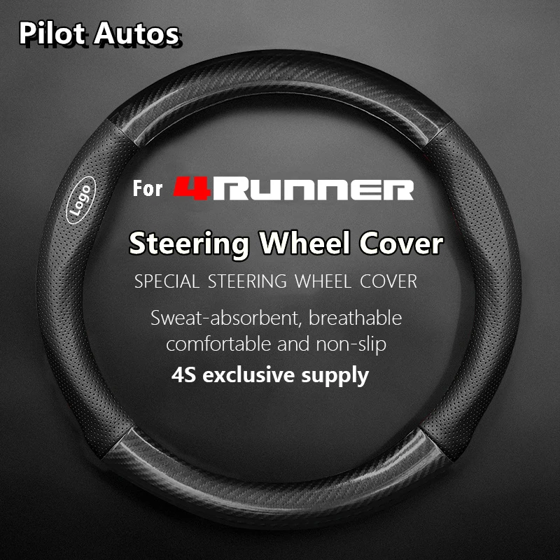 

For Toyota For 4Runner Steering Wheel Cover Genuine Leather Carbon Fiber Summer Winter Women Man