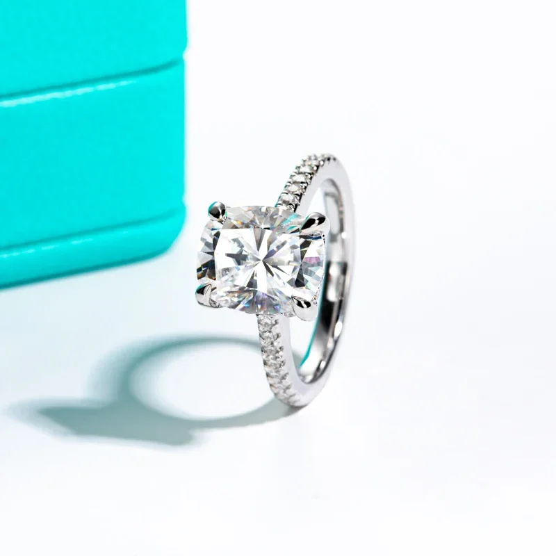 QIBAOKU 5ct Cushion D Color Moissanite Engagement Rings For Women GRA S925 Sterling Silver Wedding Ring Jewelry Wholesale 2026