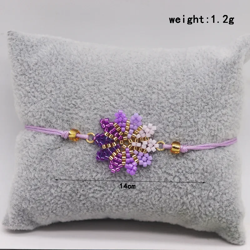Beaded bracelet Snowflake Female Gradient color Design Originality Bohemia Hand knitting Adjustable  Simple Rice bead bracelet