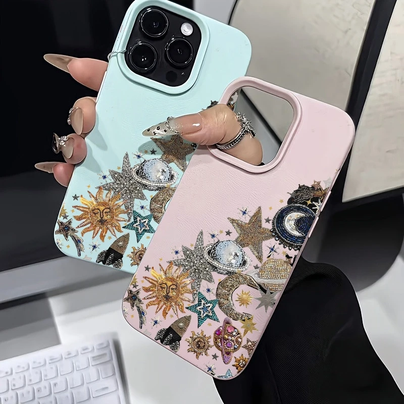 宇宙柄ライチテクスチャiPhoneケース iPhone 17 11 13 14 12 15 16 Pro Max XS X XR 7 8 Plus対応 耐衝撃バンパーカバー