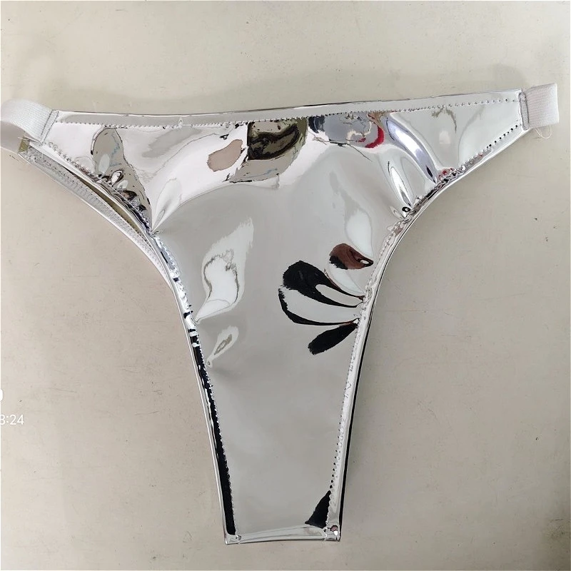 Błyszczące, seksowne damskie mikro szorty, obcisłe, z lakierowanej skóry, błyszczące, mini majtki dla tancerki, na występy sceniczne, z niskim stanem.