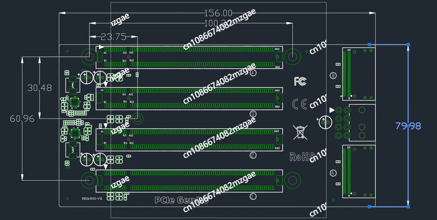 New PCIe4.0 x4x4x4x4 extension, transfer, extension, independent 8654 rpm baseplate
