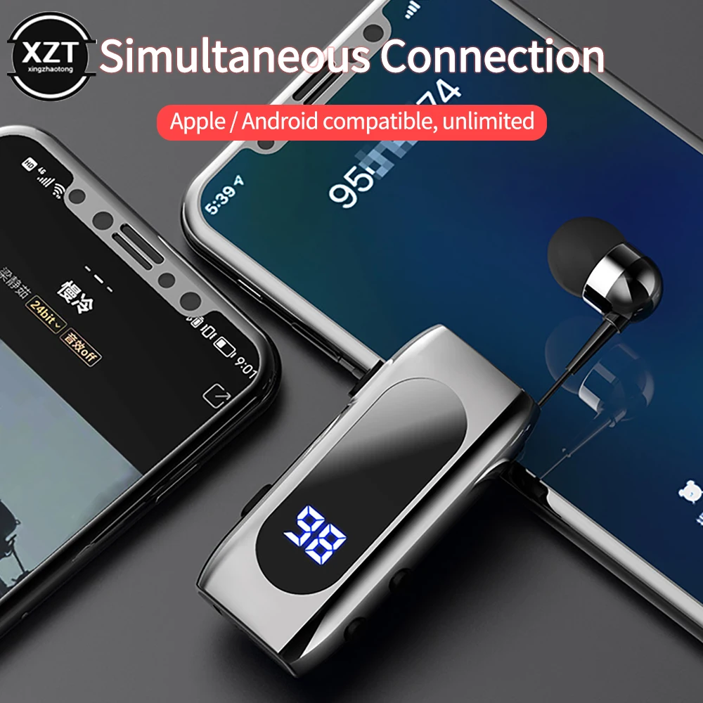 K55 Lavalier Business Bluetooth 5.2 Headphone Talk/music Time 20 Hours,led Digital Display BT5.2 Call Remind Vibration