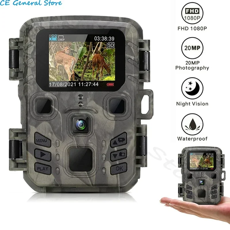 Outdoor Mini Trail Camera 4K HD 24MP 1080P Infrared Night Vision Motion Activated Hunting Trap Game IP66 Waterproof Wildlife Cam