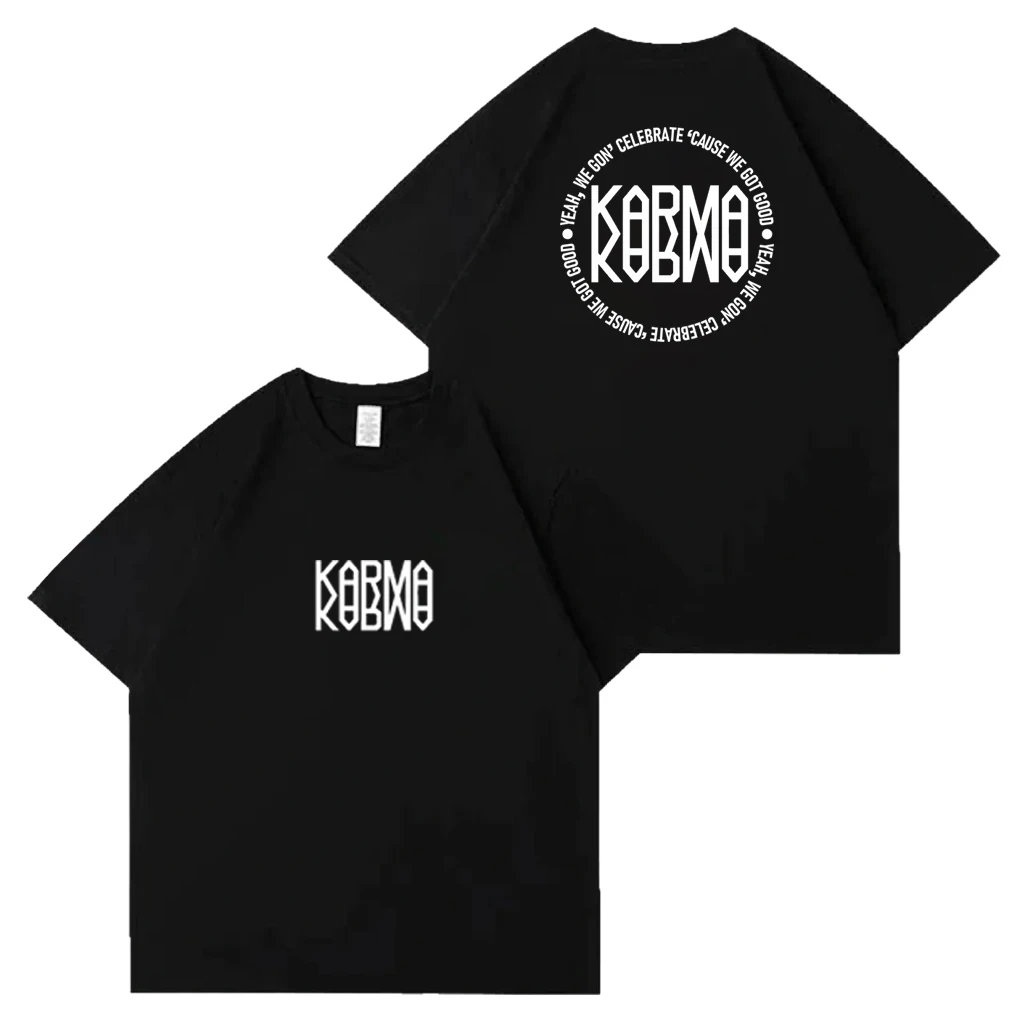 Kpop  2025 The 4th Album KARMA Hoodies CEREMONY lyric Stray T-shirts K-pop Cotton Loose T Shirt Men Women K-pop Short Sleeve Top