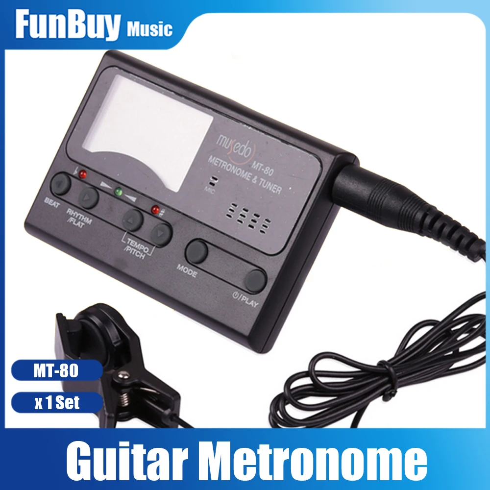 Musedo MT-80 Professional Precision LCD Guitar Metronome Tone Generator Guitar Tuner  for Chromatic Gutiar Ukulele Bass Violin