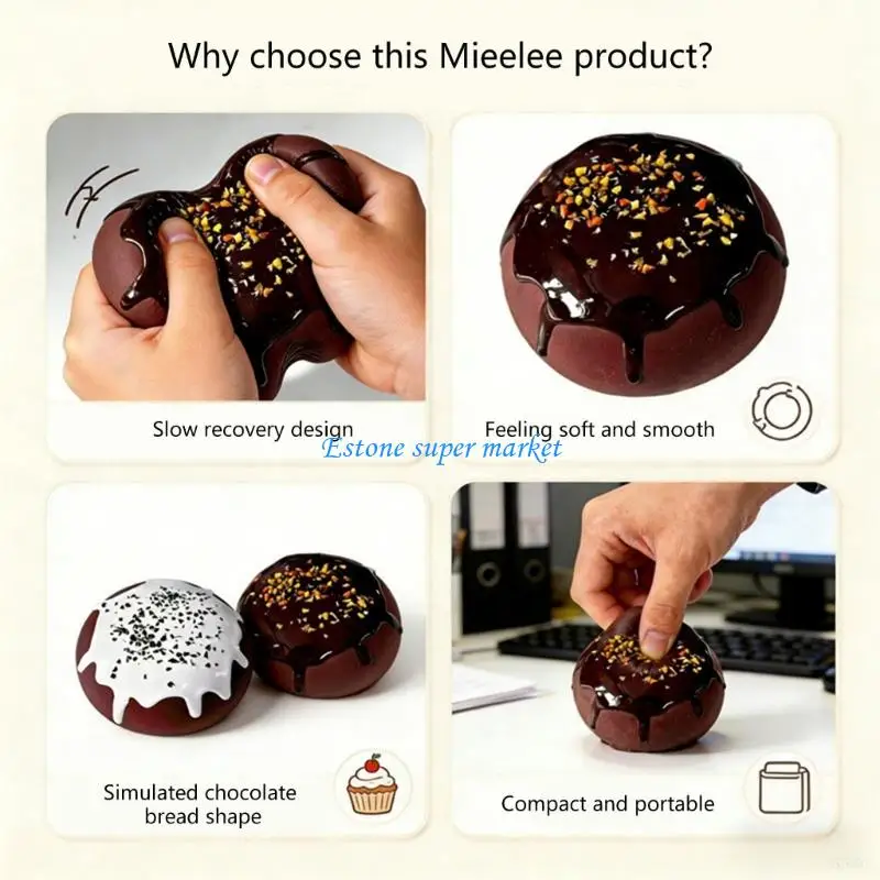 090B PU Chocolate Bread Decompression Toy Slow Rising Sensory Fidgety Stress Ball