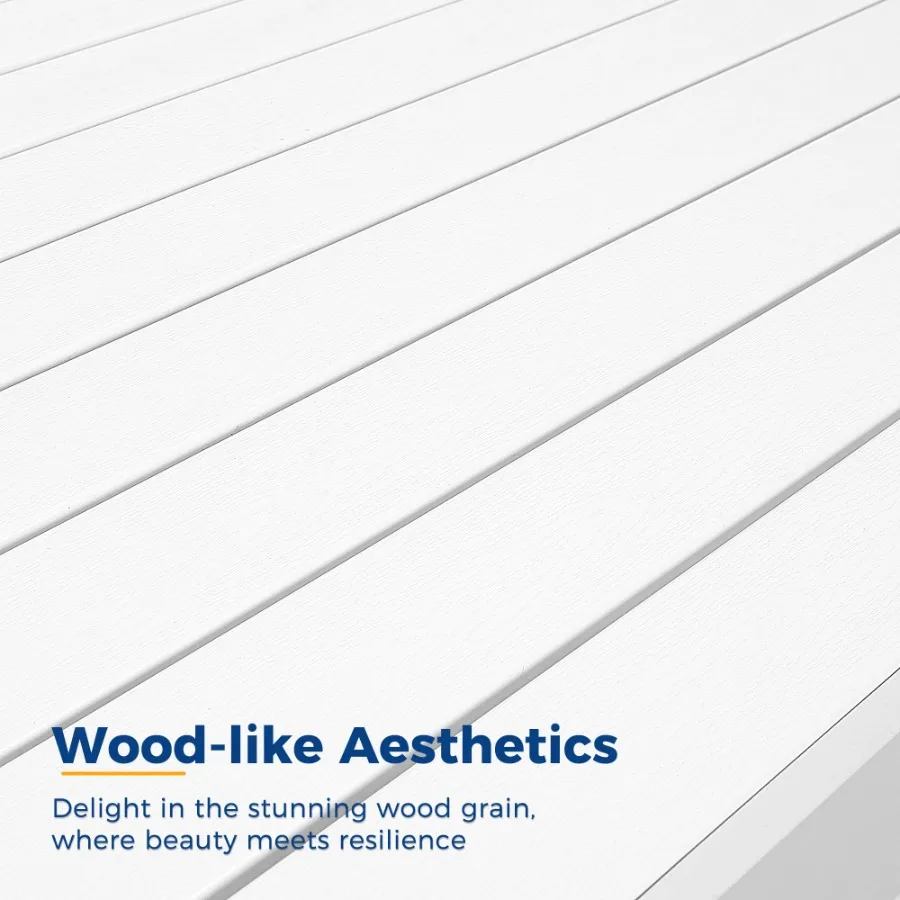 All-Weather Aluminum Outdoor Coffee Table Modern Rectangle Patio Table White