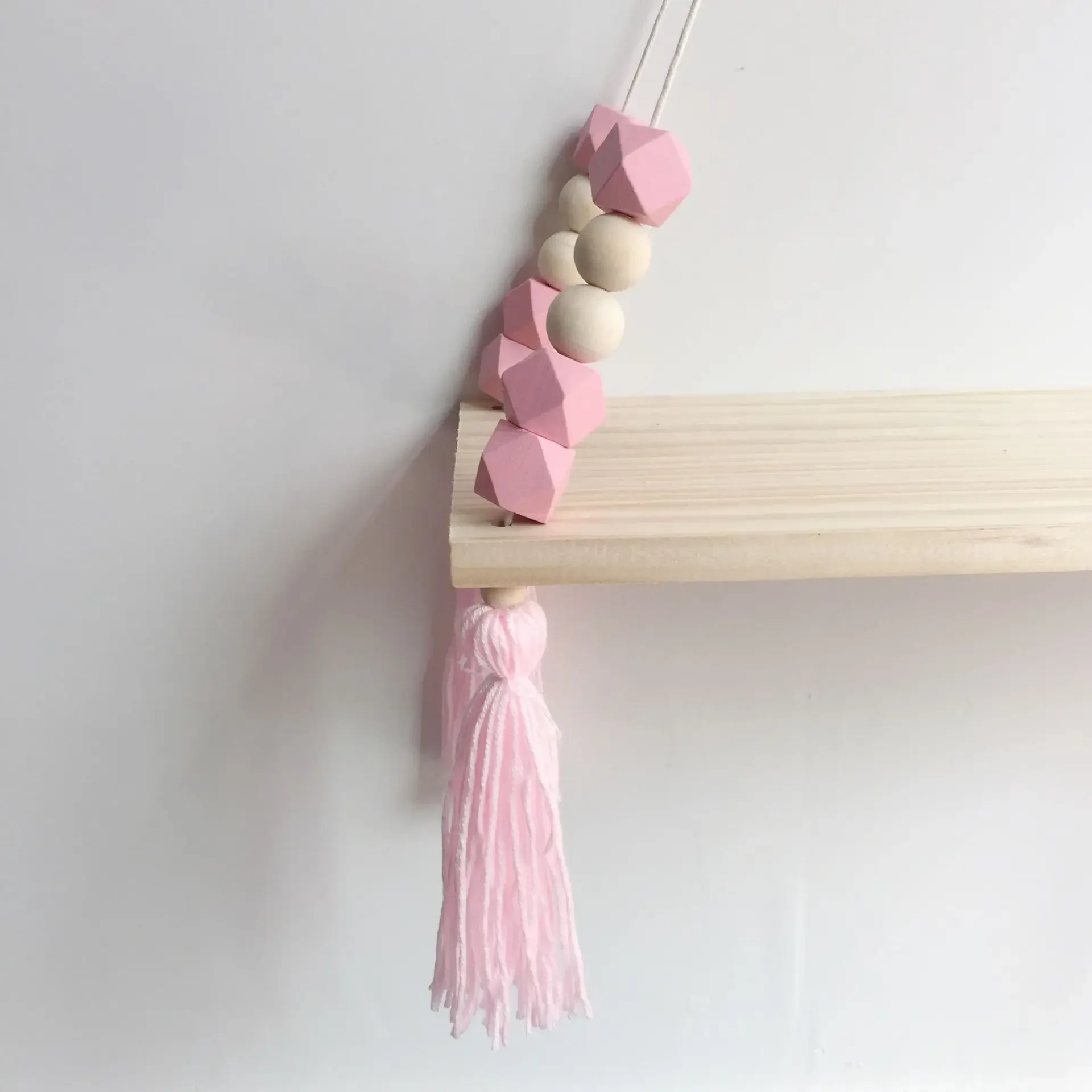 Wooden Beads Tassel Wall Hanging Decor, Swing Shelf, Decorative Shelves, Room Storage Organization, Personality Kids Room, 1 Pc