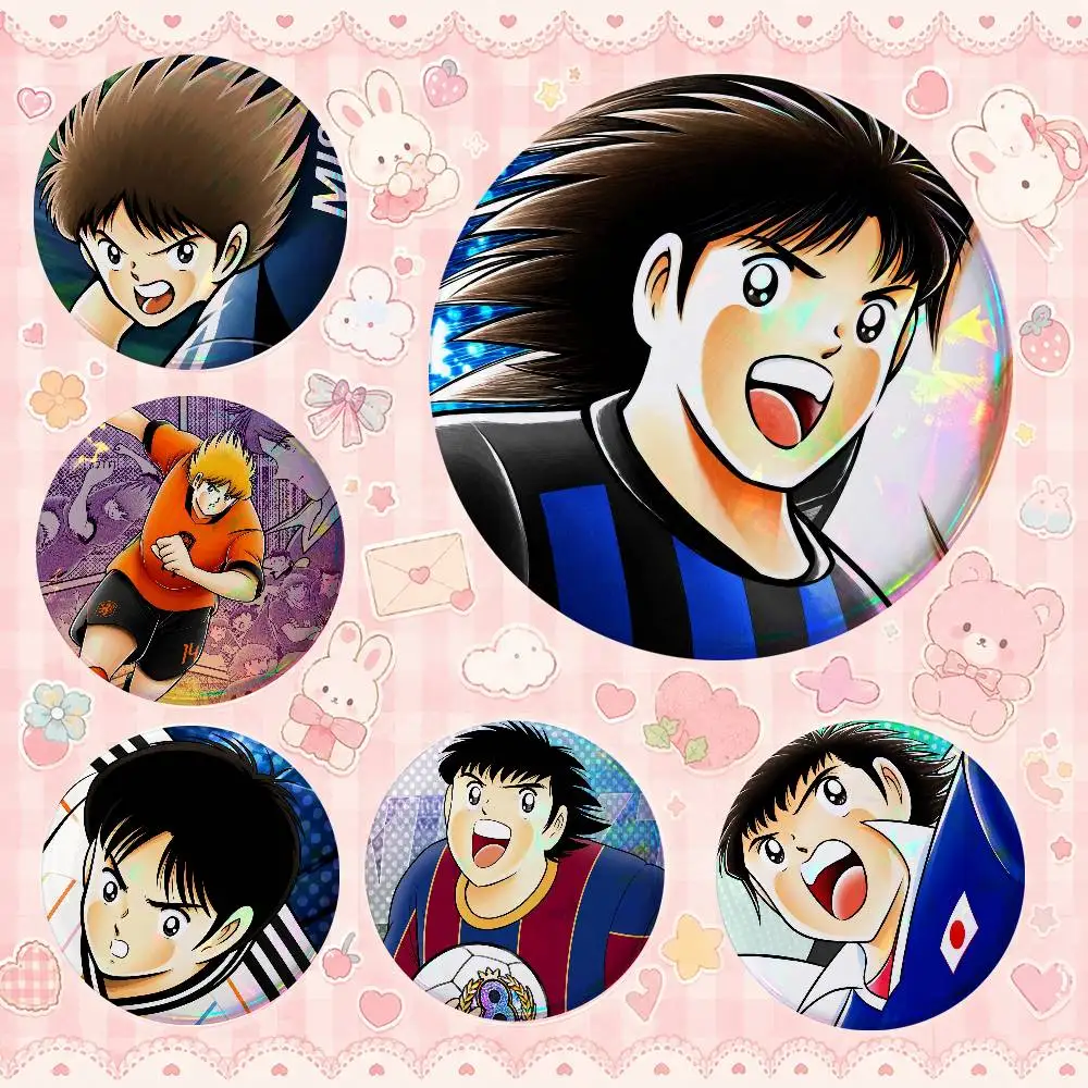 Captain Tsubasa-S Round Button Badge Pin Set Anime Cartoon Game Music Cool Fashion Brooch For Backpack Clothes Hat