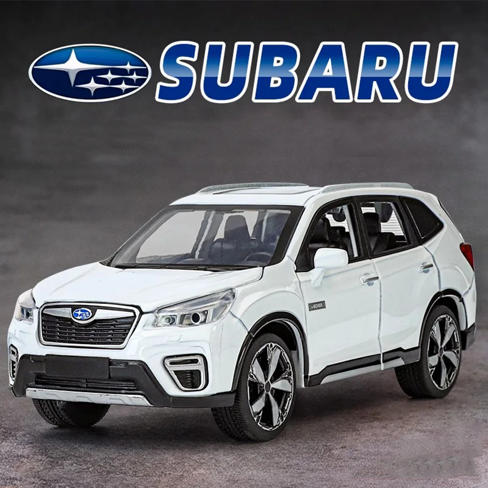 1/30 SUBARU Forester Model Car Toy Diecast Alloy SUV Sound Light Pull Back 6 Door Opened Metal Body Rubber Tire Toy Gift for Kid