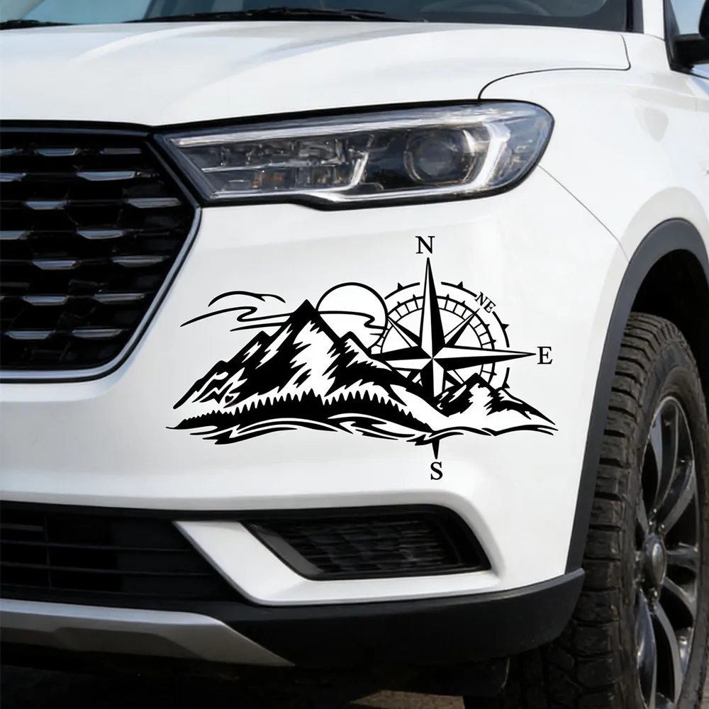Evening Breeze Compass Peak Vinyl Decal, Creative Cartoon Style Sticker for Car Truck Motorcycle Laptop, Removable Decor