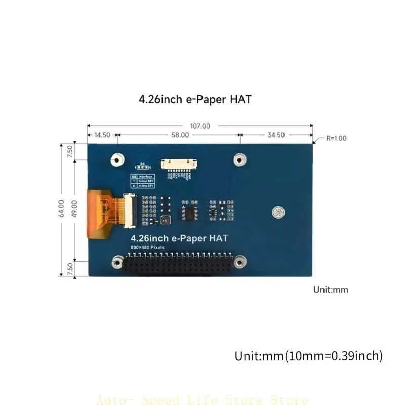02da 4.26inch epaper 800x480 2 Farbe LCD -Bildschirmkommunikation für RPI