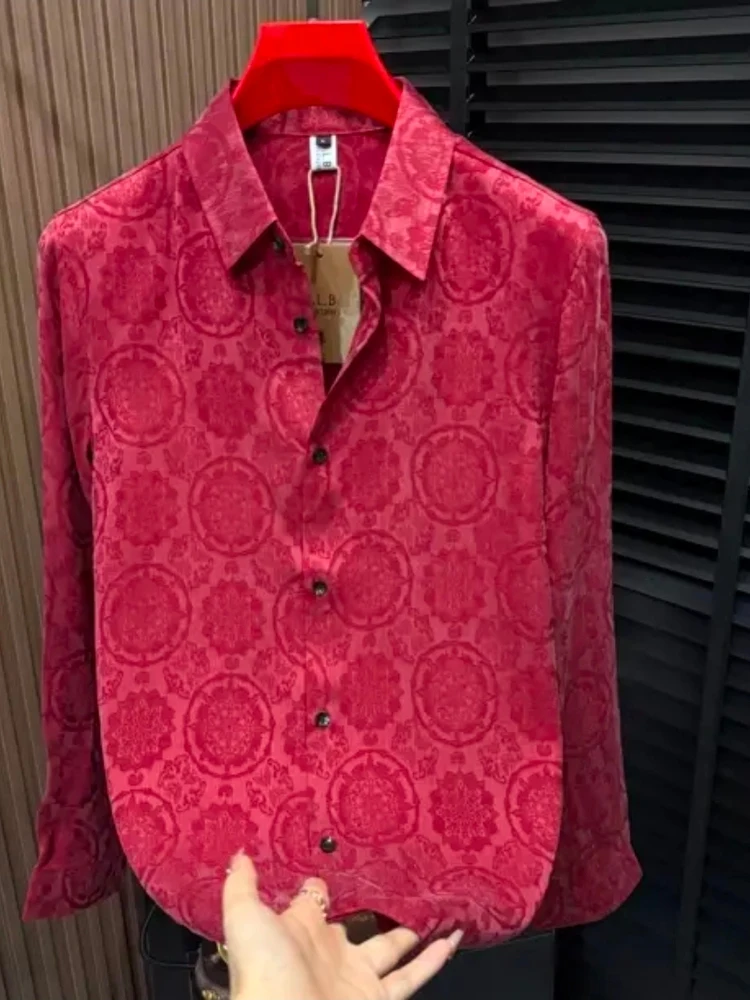 

Faionable Long Sve Men's irt Soft Comfortable Floral Embroidery Collar Trendy Youthful Sle Casual Wear for All Seasons