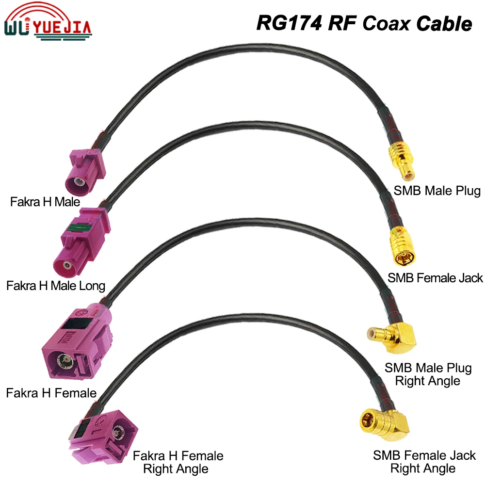 

RG-174 Fakra H Male Female to SMB Plug Jack Connector RF Coaxial Cable For Telecommunications Networking Automotive Applications