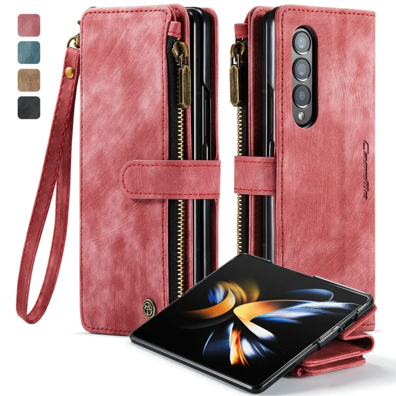 

CaseMe Original Case For Samsung Z Fold 4 3 Case Wallet Credit Card Slot Strap Leather Case Galaxy Z Fold4 Case 2023