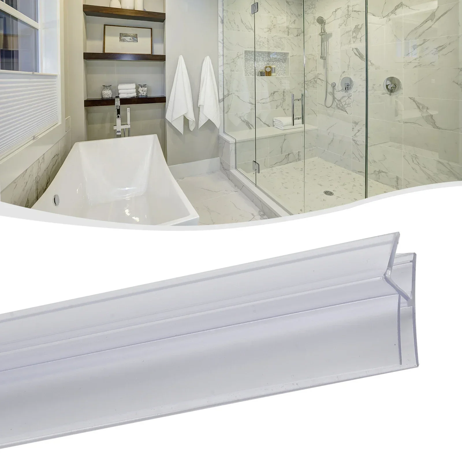 2pcs Bathroom Shower Screen Door Seal Strip PVC 4-6mm Glass Door Bottom Stripping Seal Sweep Water Blocking Strips 50cm