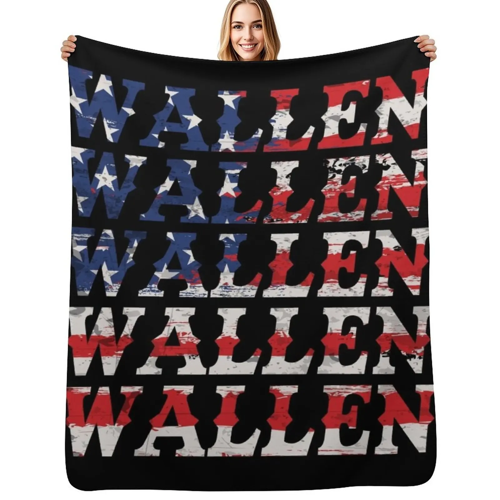 Cute Wallen Merch American Flag Red White Blue Country Music Throw Blanket funny gift Heavy manga Blankets