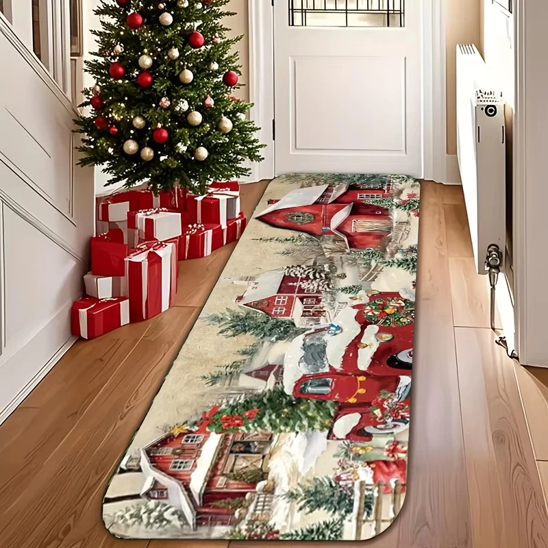 VIKAMA Best-Selling Christmas Kitchen Rug Tough And Easy To Clean, Long Strips For Restaurant And Laundry Room, Home Decoration