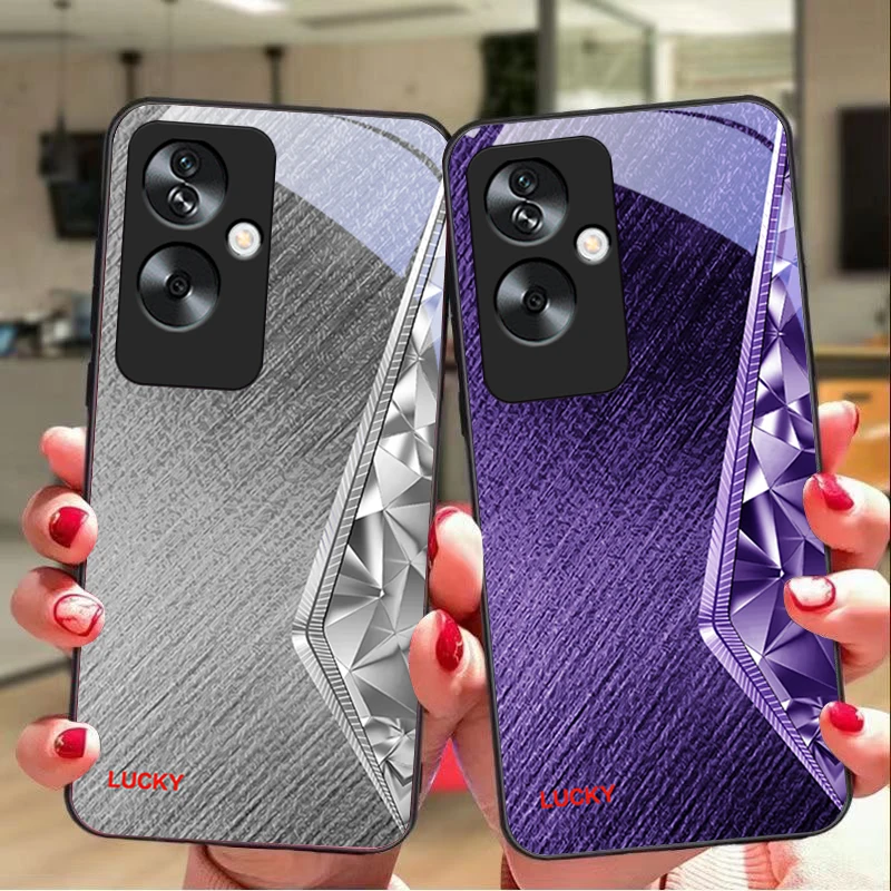 Glass like Crystal For Oppo A79 5G 58 78 74 60 4G Reno 11F Realme GT 6 11 Note 50 10 C55 X2 Tempered glass black phone case