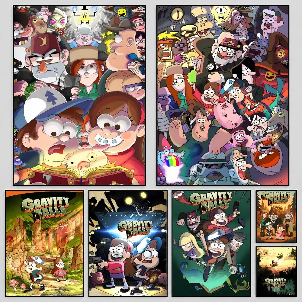Cartoon Bill Cipher Gravity Falls Poster Self Adhesive PP Wall Art HD Gaming Room Bedroom Living Room Decor Apartment Gift