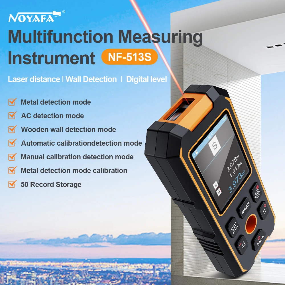 

Noyafa NF-513S Metal Detector Wire Finder for Detecting Underground Cables Cable Metal AC Wood in Walls Cable Tracker Tools