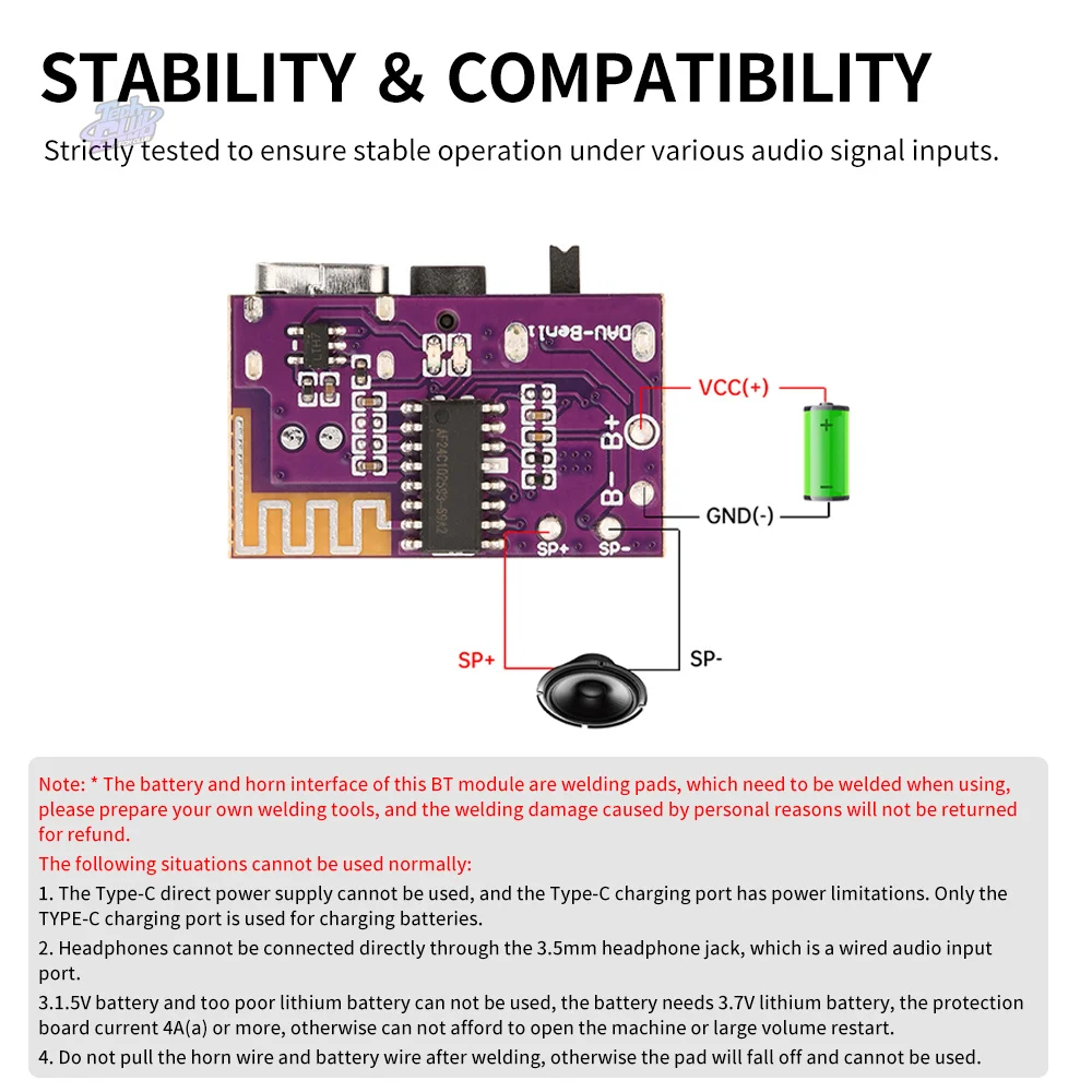 DC 3,5 V-5V 5W Bluetooth 5,4 Mono amplificador decodificador = reproductor MP3 TWS 3,5mm módulo AUX receptor altavoz hecho a mano DIY