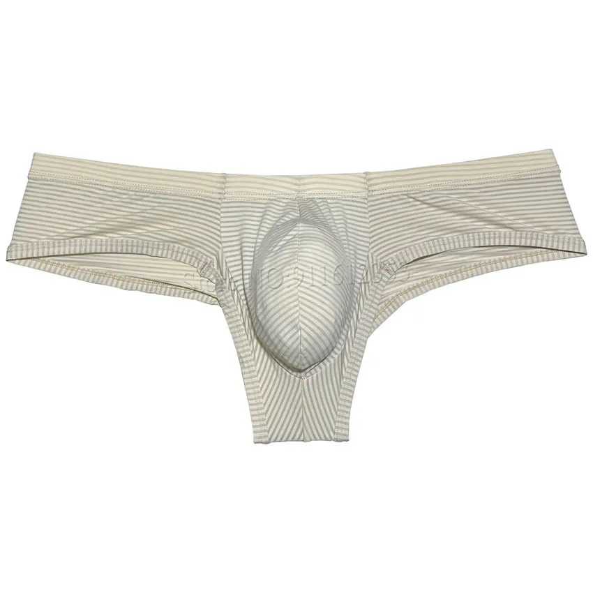 Slip boxer da uomo a righe Intimo bikini sottile in seta di ghiaccio Intimo maschile Cuecas Boxer Mini Enhance Pouch Box