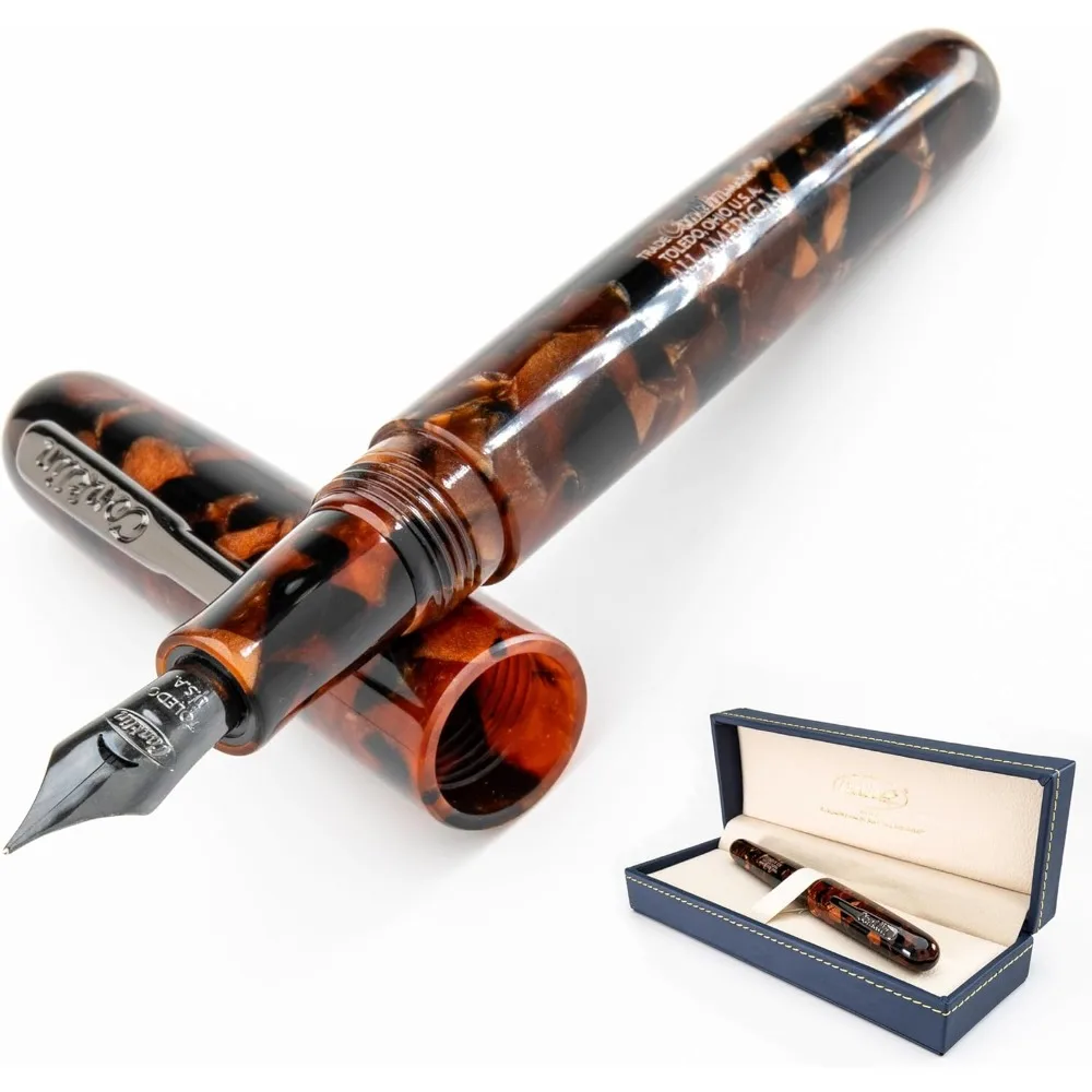 

Conklin All American Fountain Pen: Brownstone Stub Nib, Rich Brown Finish, Artistic Design - Perfect Gift for Calligraphers