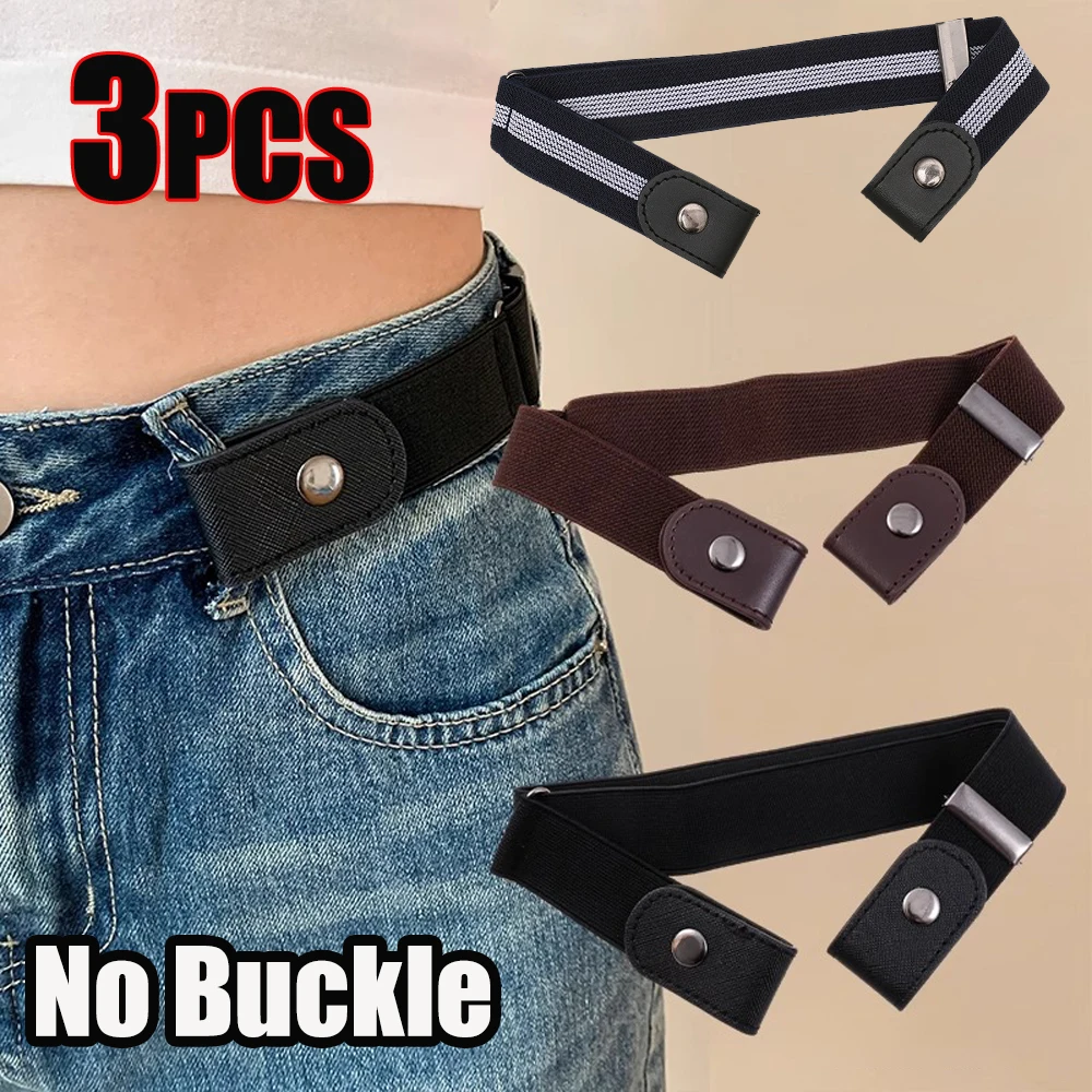 Cinto sem fivela para calças jeans e vestidos, cinto elástico sem fivela para mulheres e homens, cinto casual sem fivela, cinto invisível ajustável
