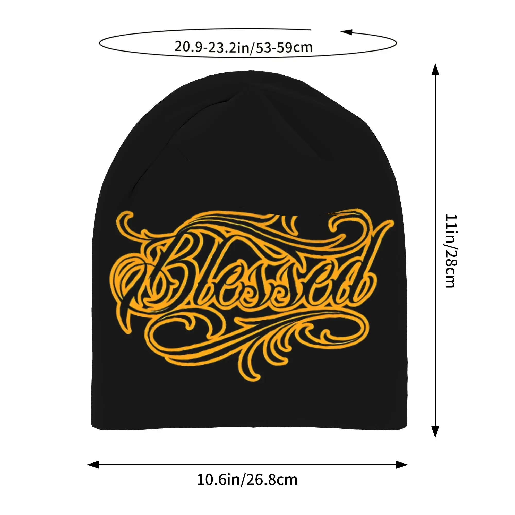 BLESSED Black Orange Hat Winter Caps Men Women  Skullies Beanies Ski Caps Soft Bonnet Hats