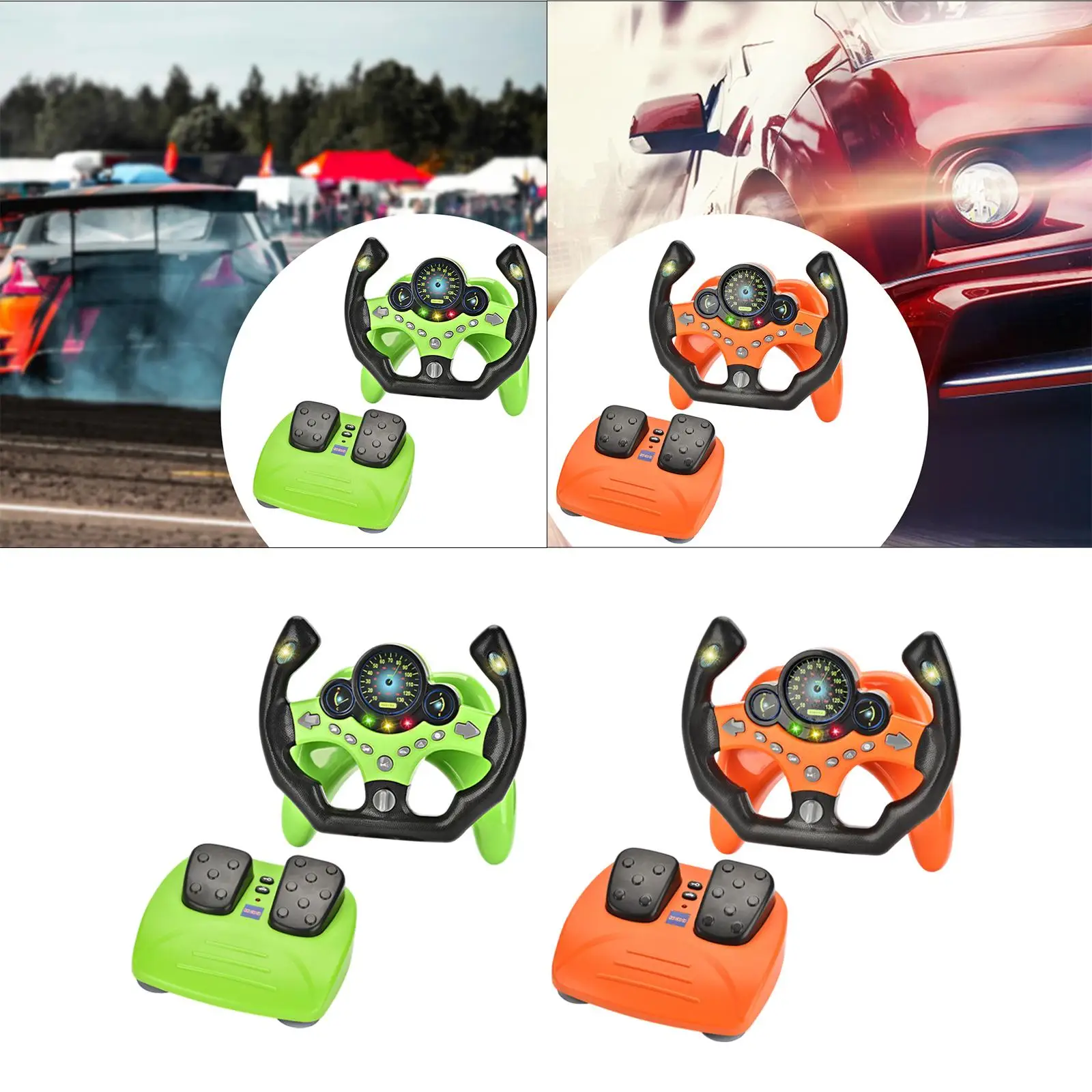 Steering Wheel Toy Set with Brake Pedal Multifunctional Pretend Driving Toy for Games Interaction Outdoor Indoor Role Play