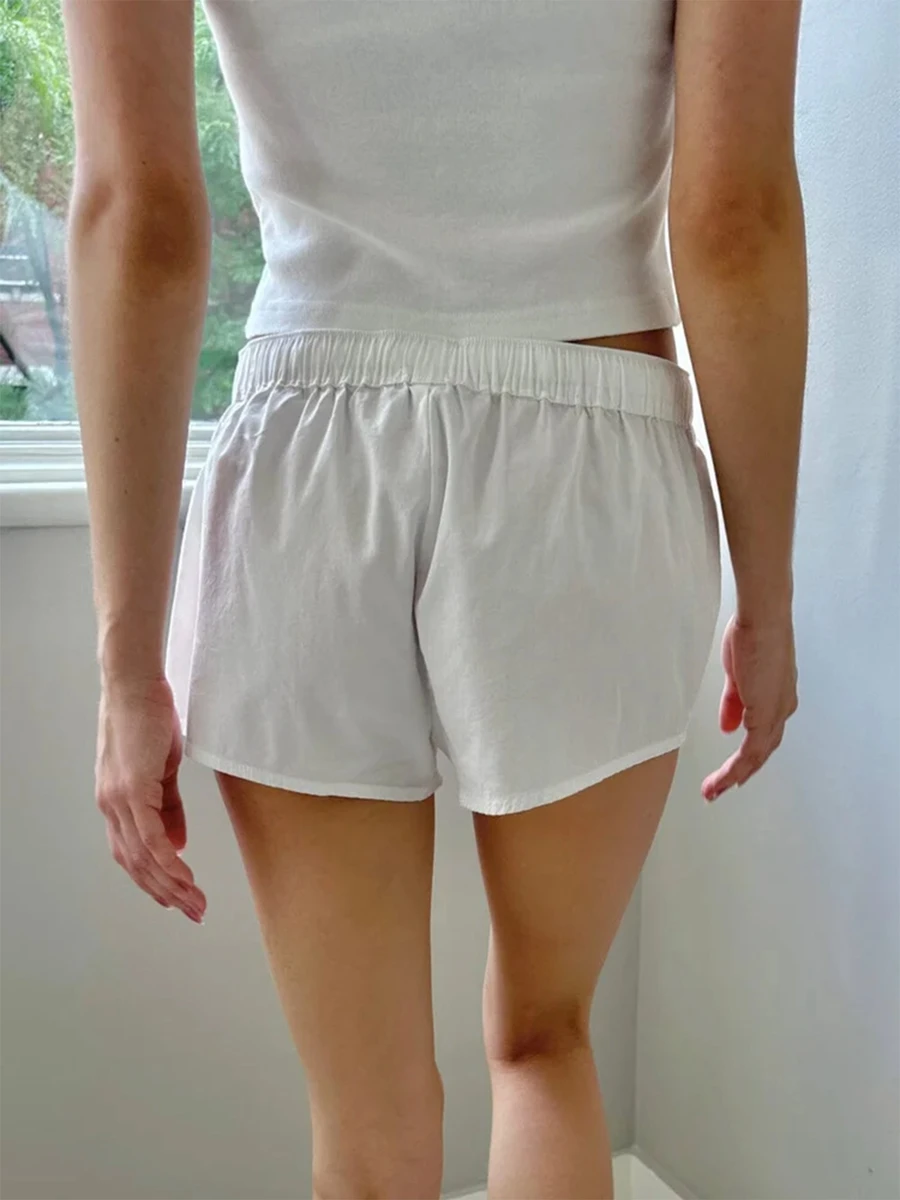 Women's Pajama Shorts Solid Color Drawstring Elastic Waist Comfy Sleep Shorts Summer Casual Pajama Bottoms