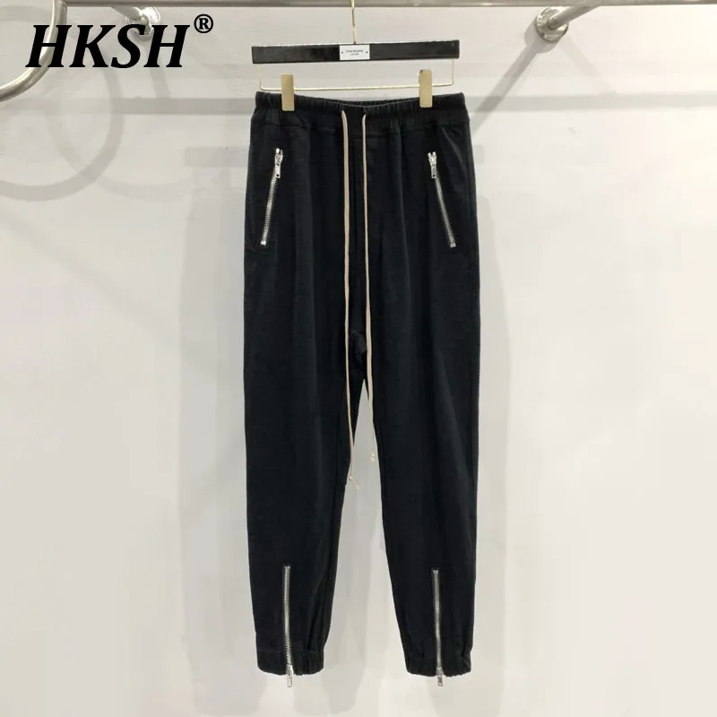 HKSH Men's Tide Punk New Cotton Knitted RO Style High Street Dark Zipper Casual Pants Fashion Chic High Street Trousers HK1383