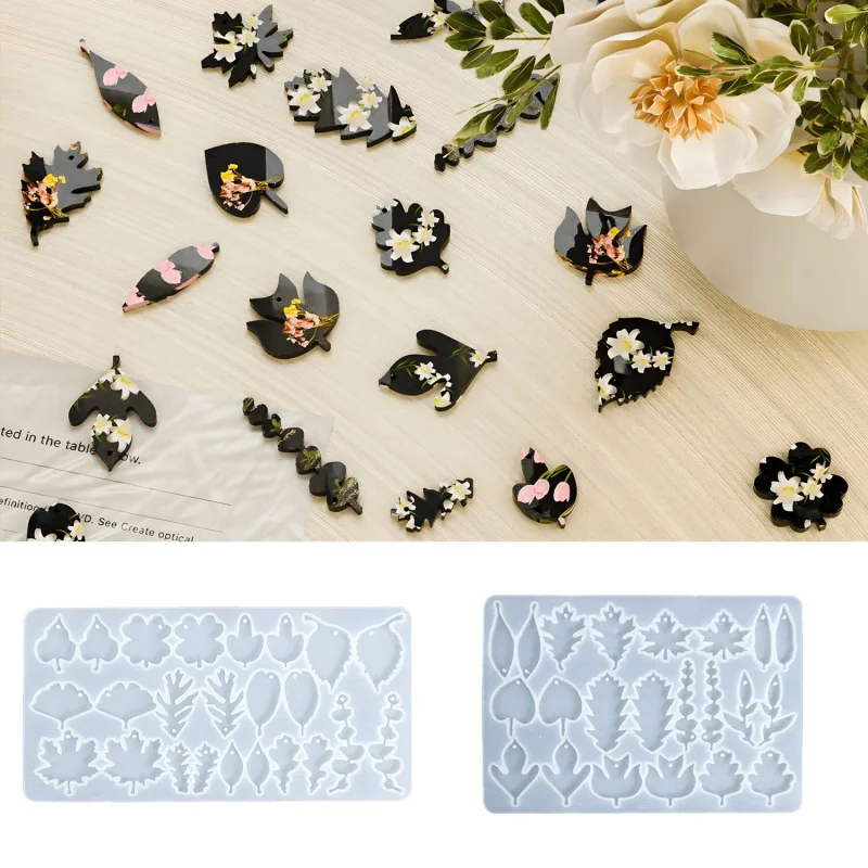 

Diy Crystal Epoxy Mold Leaf Earrings Pendant Silicone Mold Keychain Accessories