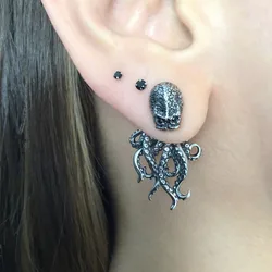 Exaggerated Retro Octopus Earrings, Gothic Earrings, Octopus Front Back Earrings, Party Personalized Jewelry，Suitable For Both M
