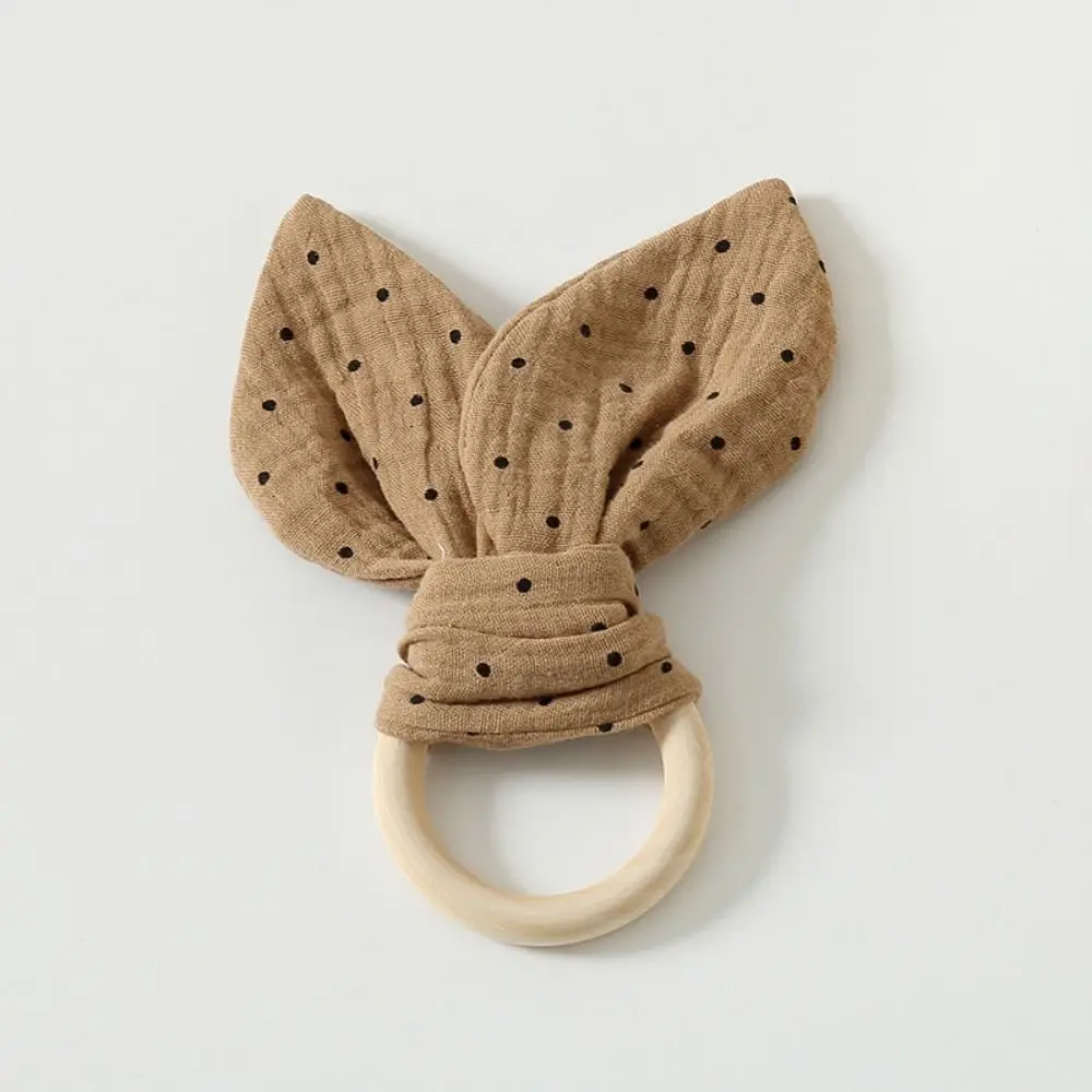 

Soft Baby Wooden Hand Grasp Toy Natural Wooden Rabbit Ears Newborn Teething Ring Bracelet Rattle Sensory Toy Chewing Appease Toy