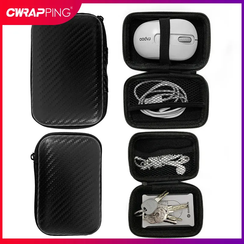 Car Terminal Removal Storage Bag Carbon Fiber Pattern with Zipper Bag Car Repair Tool Kit Storage Hard Case Portable