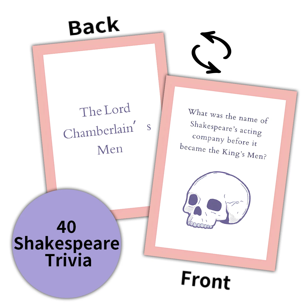 40 قطعة من بطاقات Trivia-بطاقات ألعاب مسابقة الأدب الإنجليزي، بطاقات فلاش تعليمية ممتعة، اقتباسات مسرحيات شكسبير، تعلم الفصول الدراسية