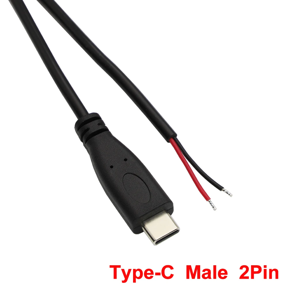 10 Stück Typ-C-Stecker mit Pigtail, 2-adriges Stromkabel, USB-C DIY-Reparatur-Ladekabel, hohe Qualität, 22AWG – Detail 2