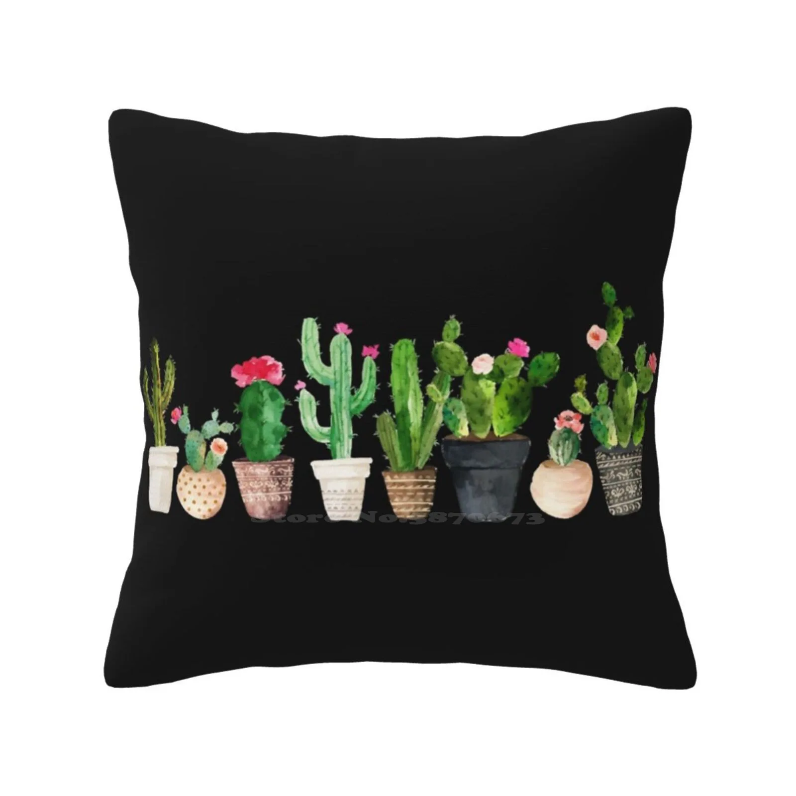 Cactus Pillows Case Bedroom Home Decoration Cactus Succulent Flowers Floral Houseplants Botanical Desert Watercolor Cacti