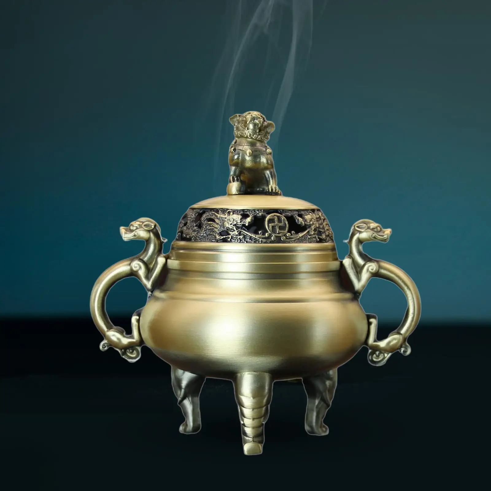 

Chinese Incense Burner Tabletop Ornament Compact Practical Fengshui Decoration Brass Incense Holder for Study Bedroom Toilet