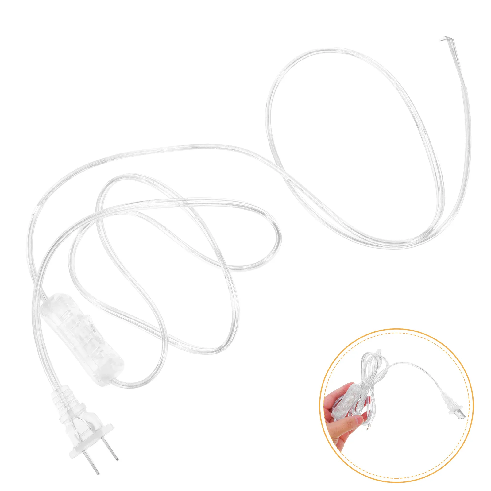 

Clear Lamp Cord Switch Transparent Power Cable Household Use 1.8 Meter Ideal DIY Lamp Replacement Light Extension Cord