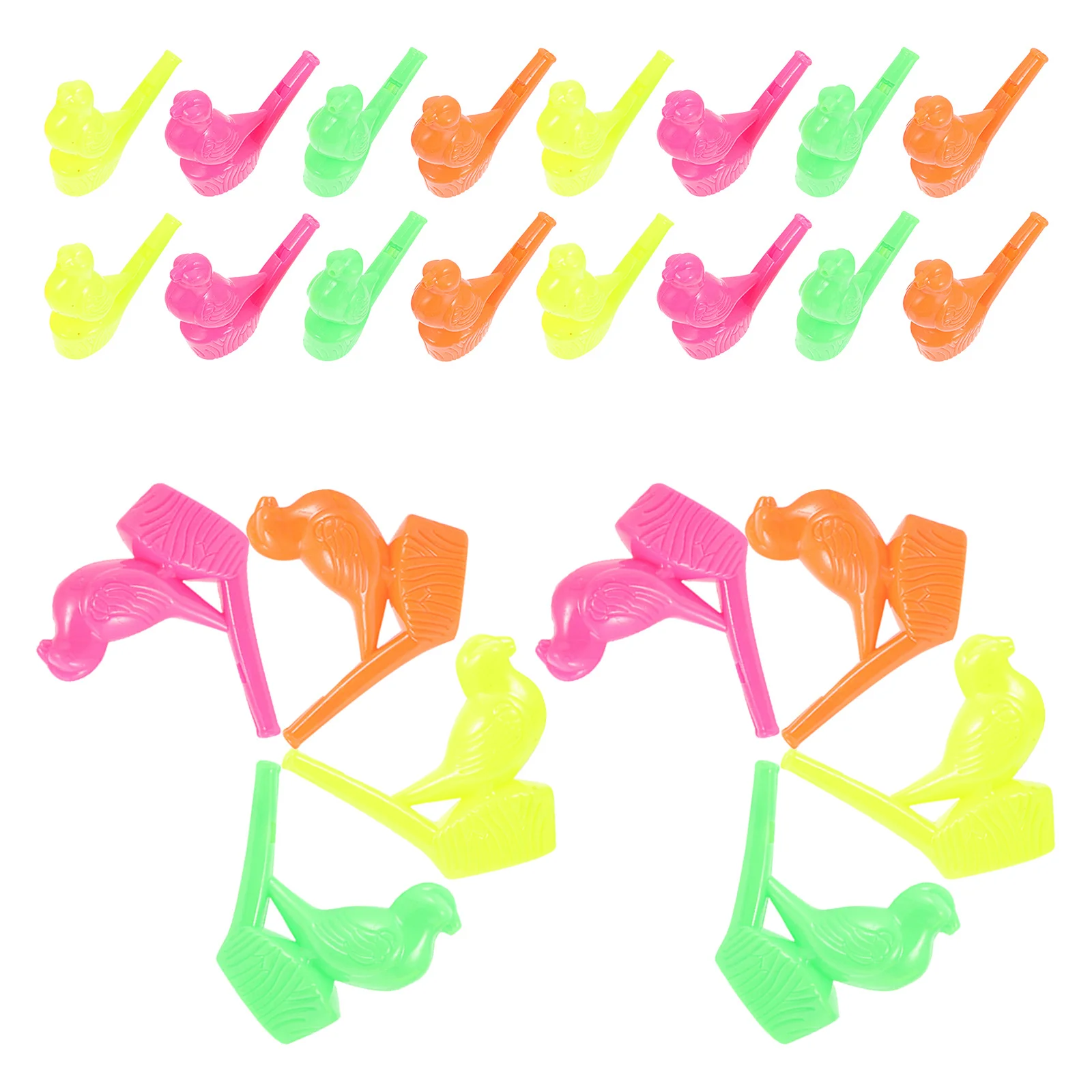 24 szt. gwizdki ptasie dla dzieci, plastikowe, w jaskrawych kolorach, małe instrumenty muzyczne, prezenty na przyjęcia, edukacyjne gwizdki ptasie