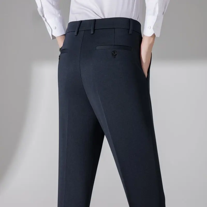 

Loose High Waist Deep Crotch Busin Men's Formal Trousers Autumn Long Pants Casual Leisure Cotton Blend Polyester Fiber